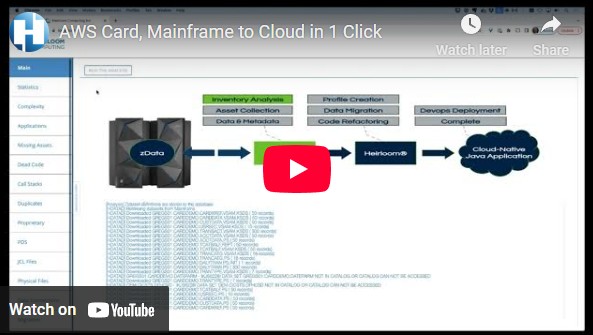 AWS mainframe modernization demo - Card app to cloud in 1 click